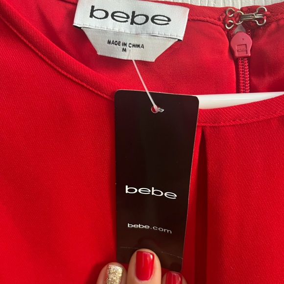 Bebe Blouse Vera cascading sleeve keyhole top Goji berry size medium new w/ tags - Picture 11 of 13